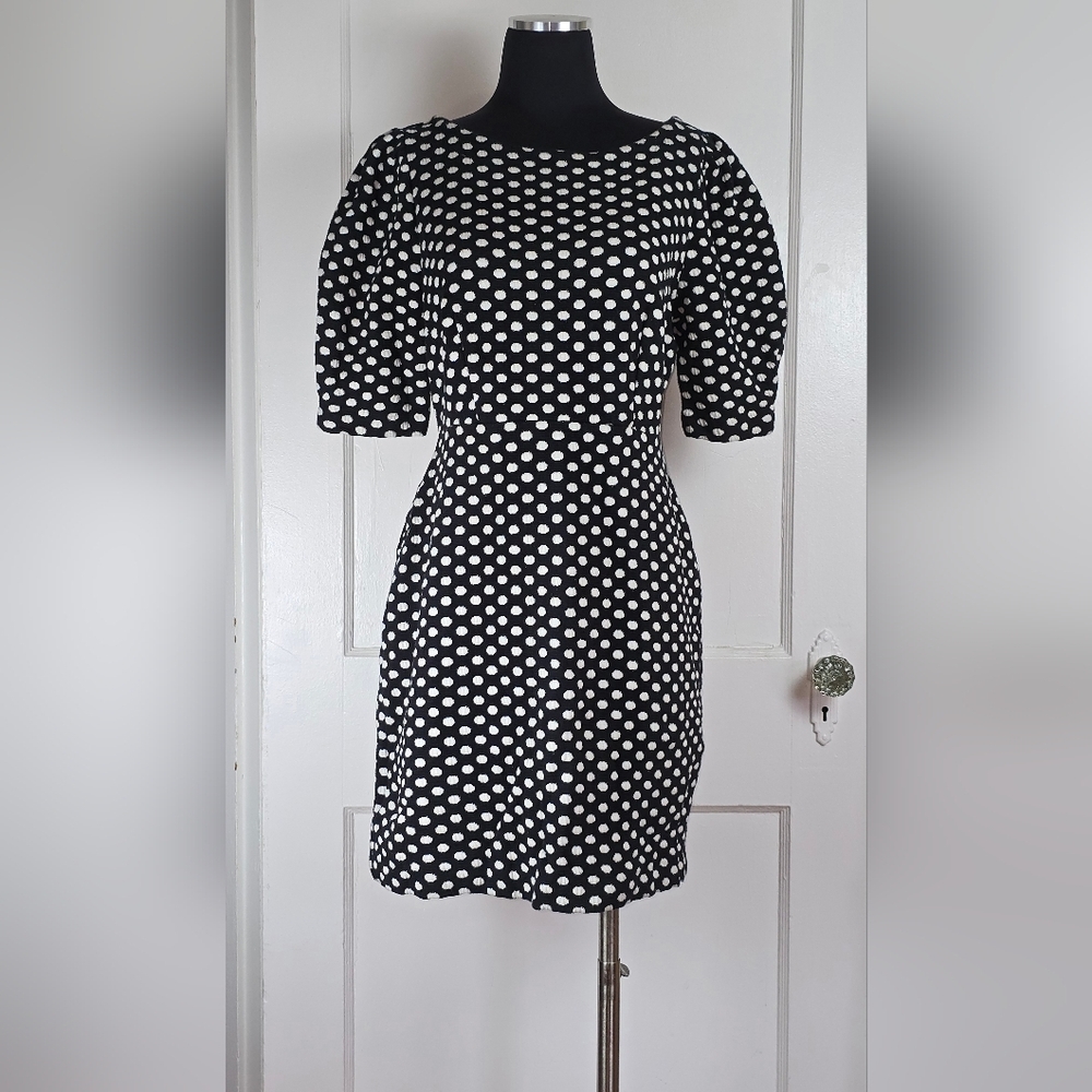 Ann Taylor Black and White Polka Dot Knit Dress Size 8